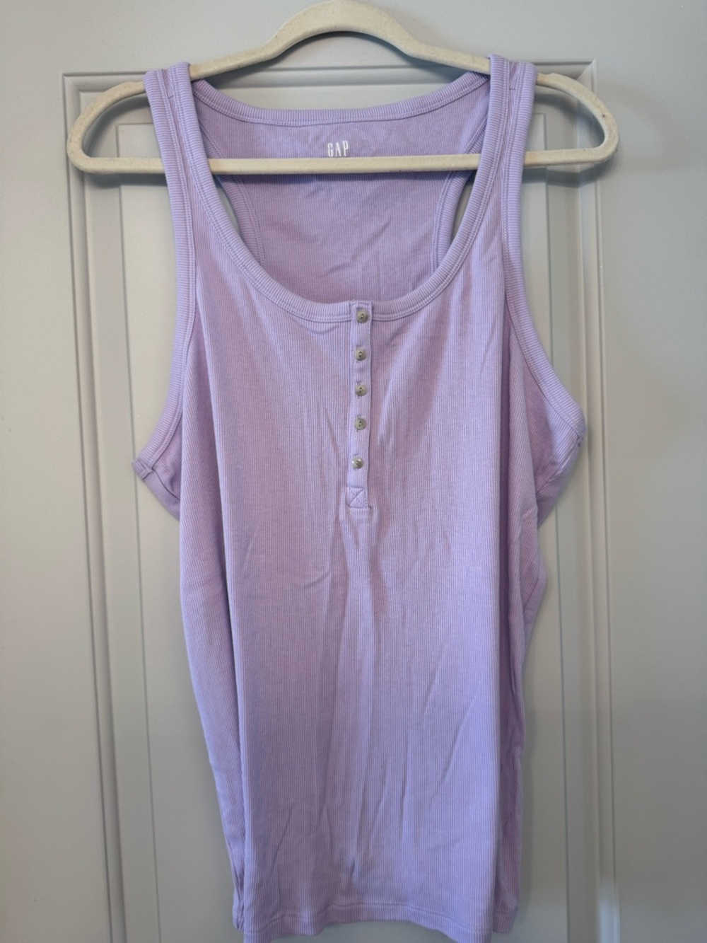 GAP Lilac Ribbed Henley Tank Top